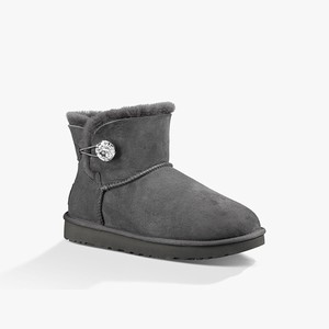 Ugg Mini Bailey Button Bling Women Classic Boots Grey (1345SIPWC)